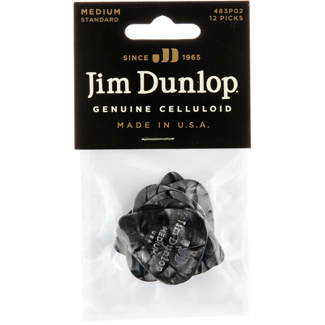 Набор медиаторов Dunlop 483P02MD Celluloid Black Pearloid Medium
