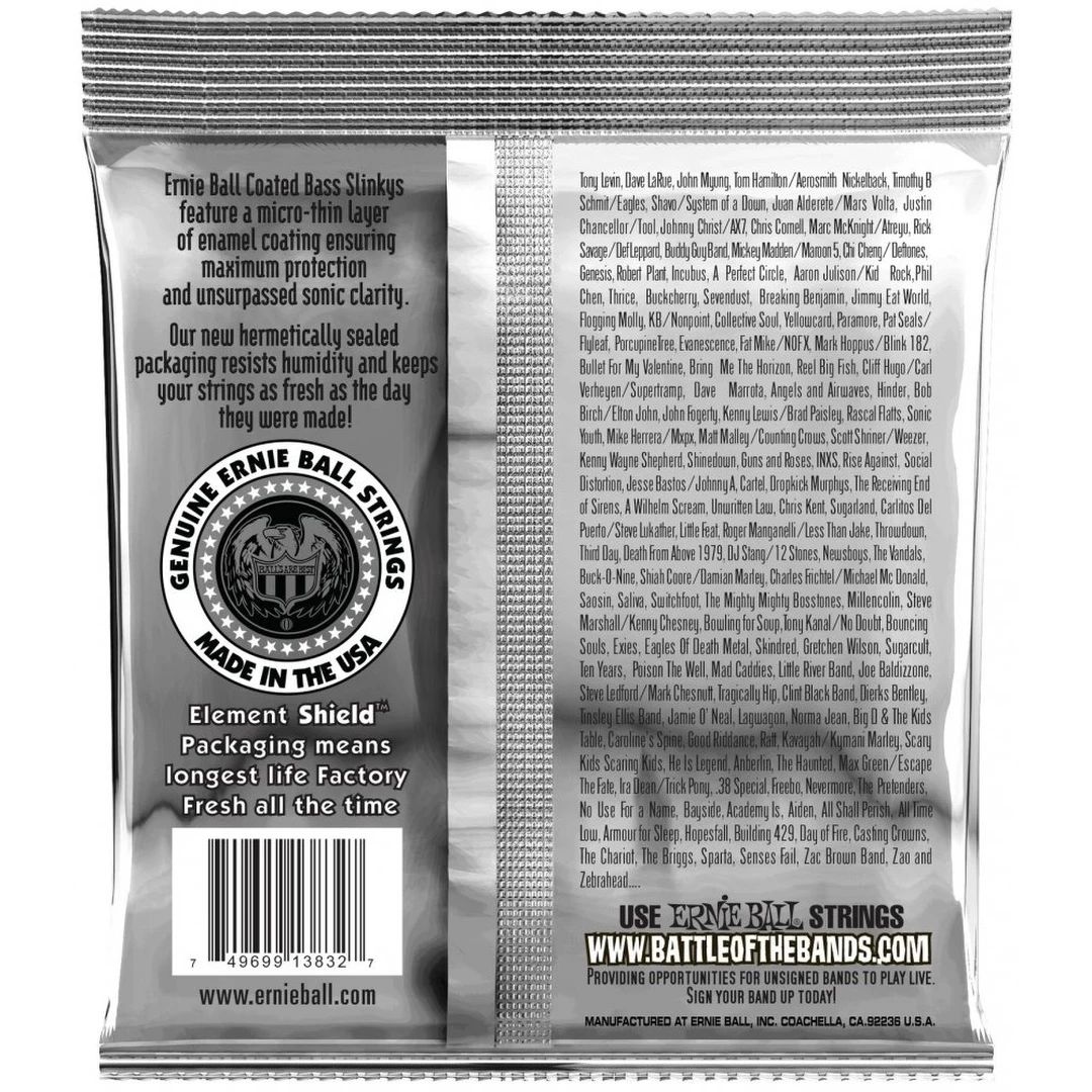 Струны для бас-гитары Ernie Ball 3832 Coated Bass Regular Slinky 50-105