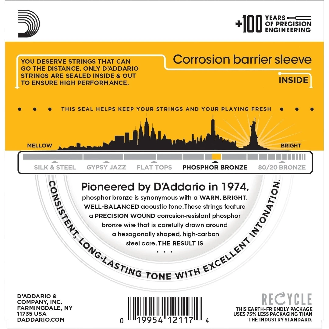 Струны для акустической гитары D'Addario EJ19 12-56