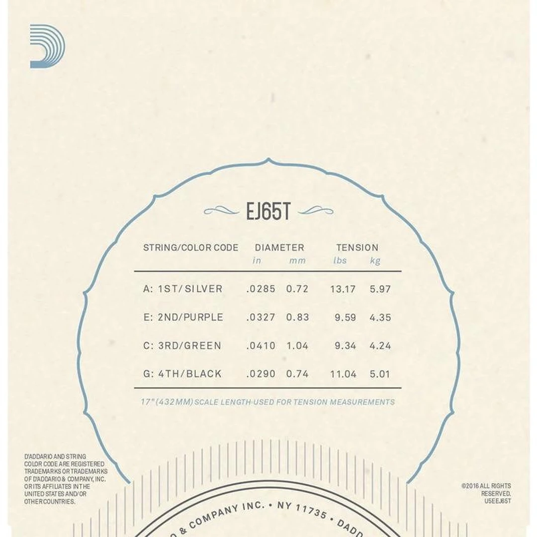 Струны для укулеле D’Addario EJ65T