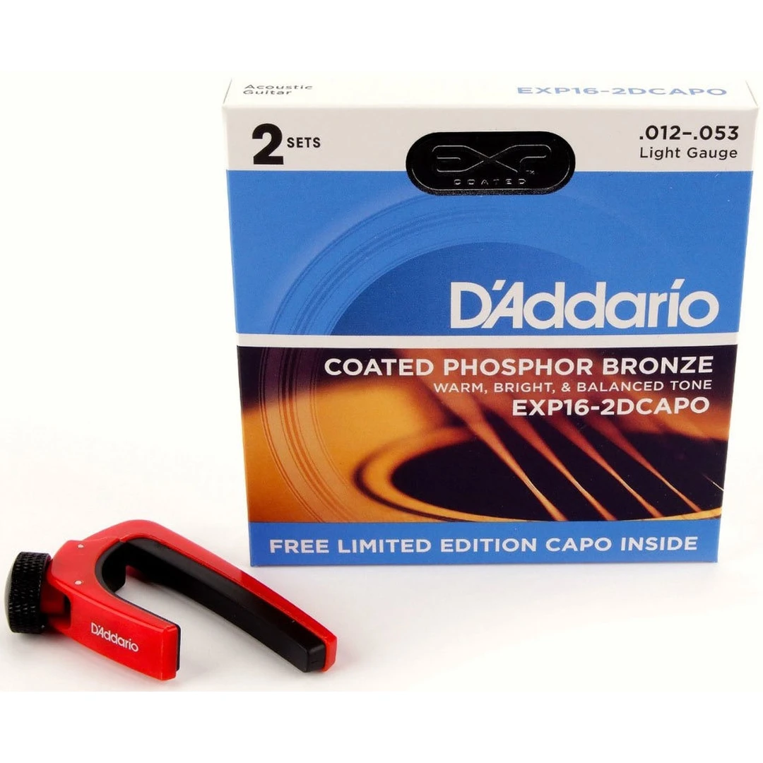 Струны для акустической гитары D’Addario EXP16-2DCAPO 12-53