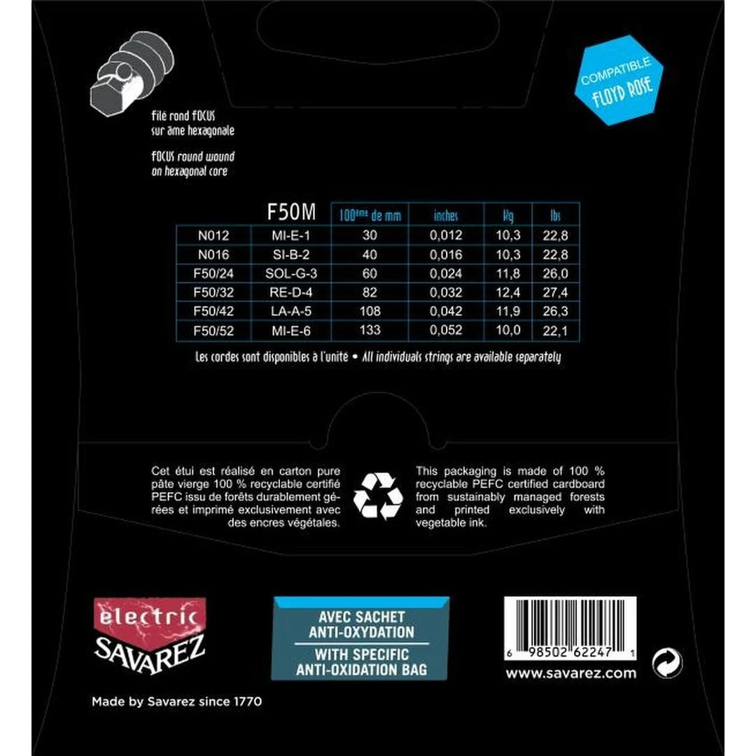 Струны для электрогитары Savarez F50M Focus 12-52