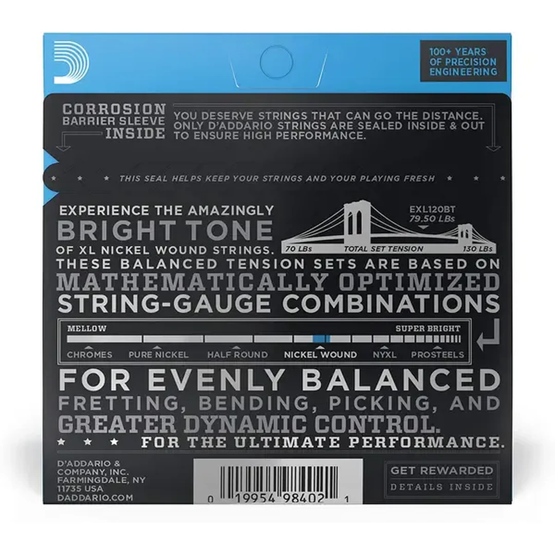 Струны для электрогитары D'Addario EXL120BT 9-40