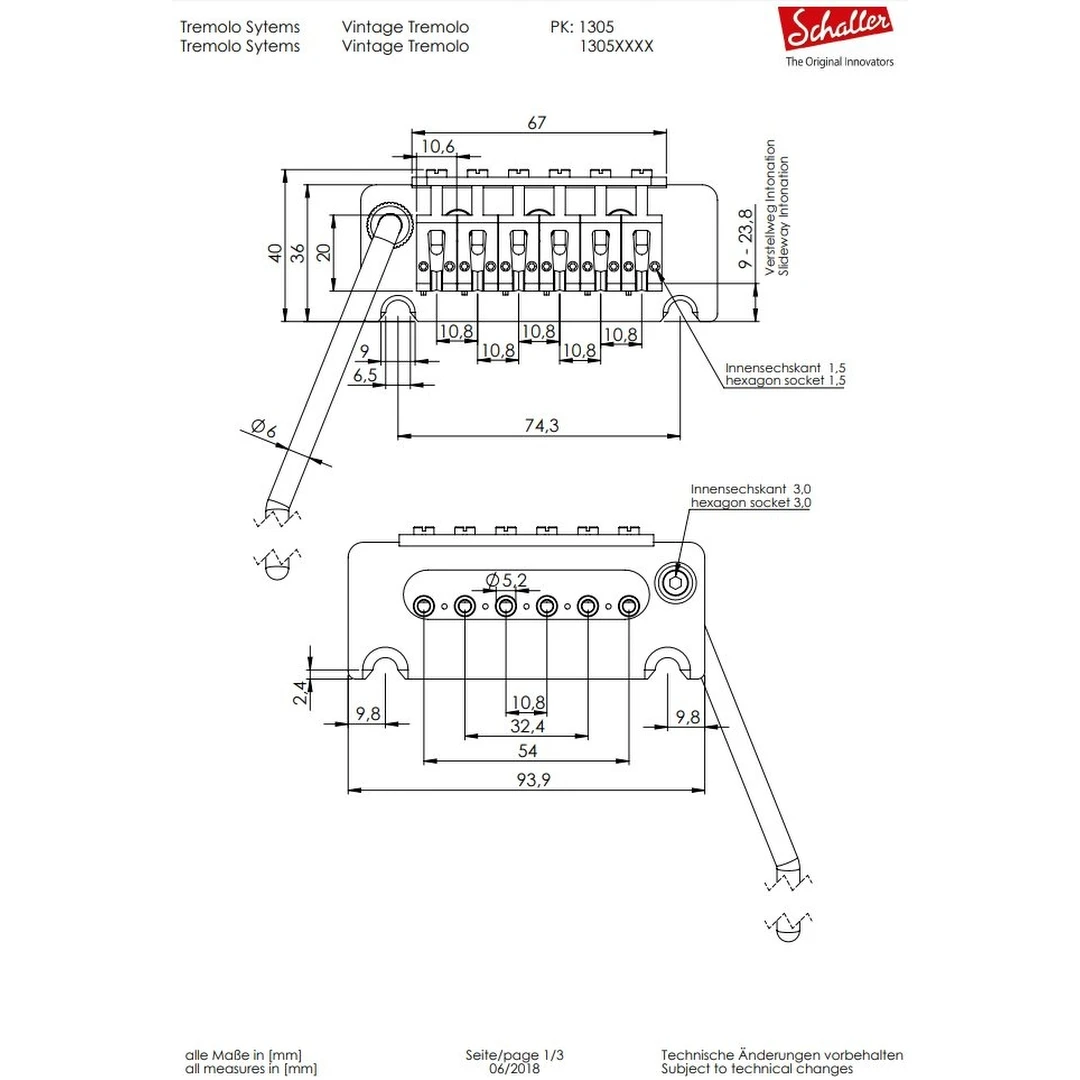 Бридж Schaller Vintage Tremolo 13050237
