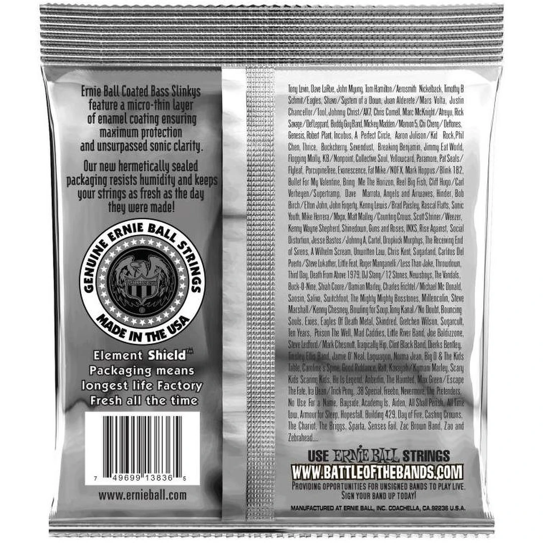 Струны для бас-гитары Ernie Ball 3836 Coated Bass Regular Slinky 45-130