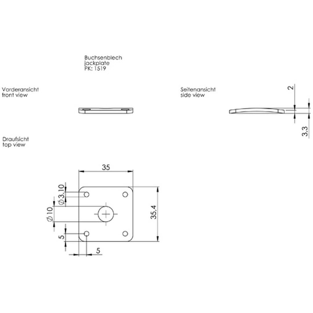 Панель гитарного входа Schaller 15190400 Black Chrome