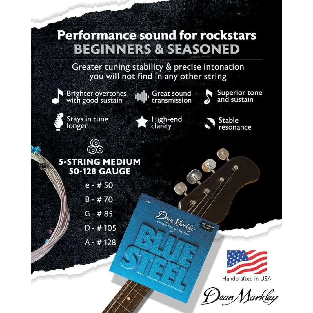 Струны для бас-гитары Dean Markley 2680A Blue Steel NPS 50-128 5-Strings