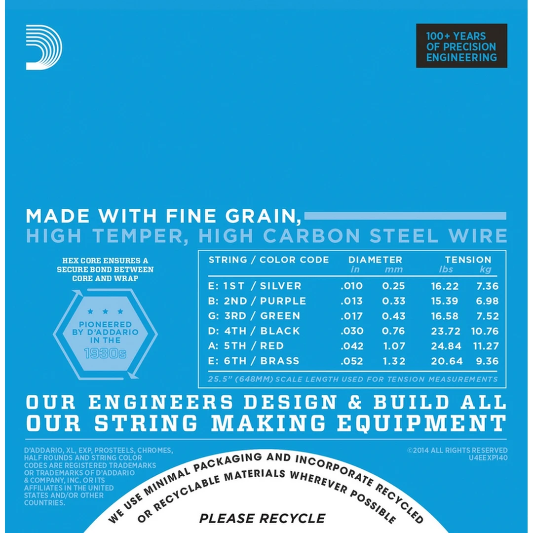 Струны для электрогитары D'Addario EXP140 10-52