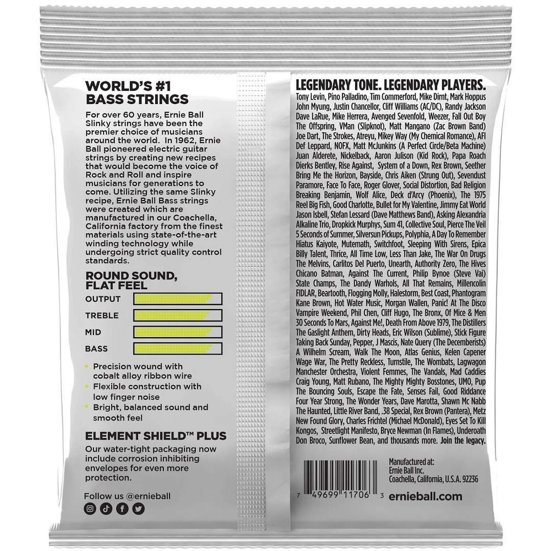 Струны для бас-гитары Ernie Ball 2818 Regular Slinky Flatwound Short Scale 45-105