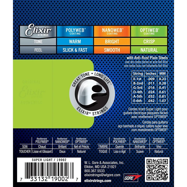 Струны для электрогитары Elixir 19002 Optiweb 9-42 Super Light