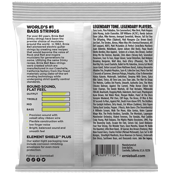 Струны для бас-гитары Ernie Ball 2818 Regular Slinky Flatwound Short Scale 45-105