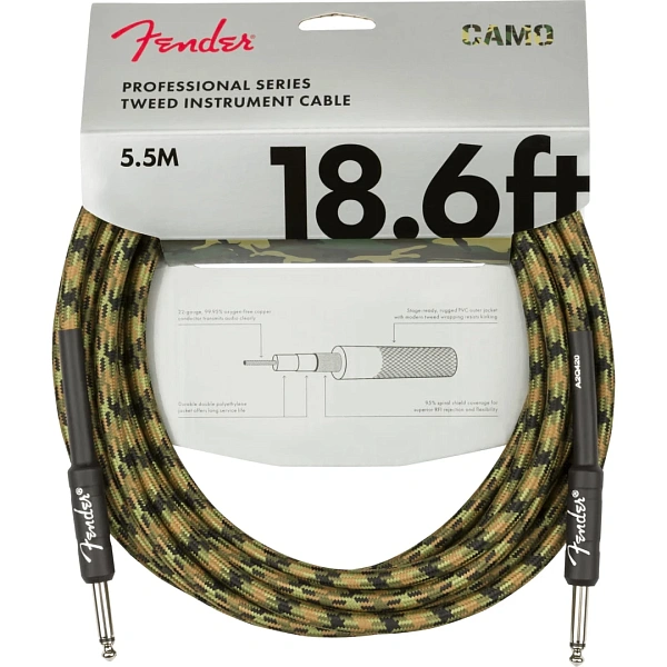 Инструментальный кабель Fender Professional Series Instrument Cable Straight/Straight 18.6" Woodland Camo