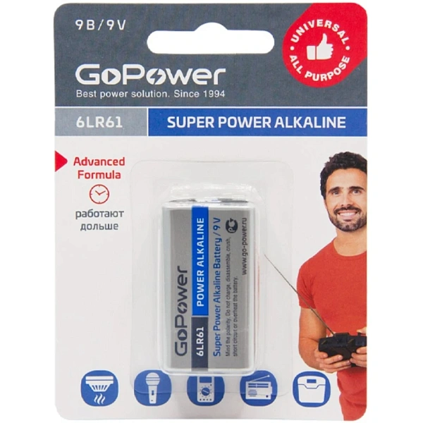 Батарейка GoPower 00-00017863 6LR61