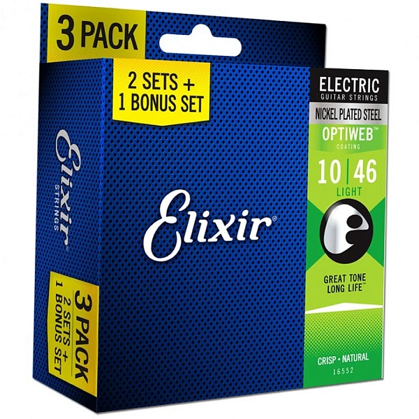 Струны для электрогитары Elixir 16552 Optiweb 10-46 Light Bonus Set