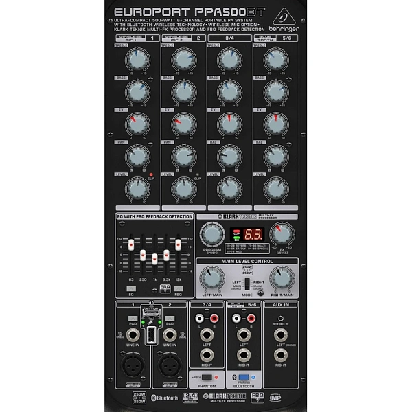 Комплект звукового оборудования Behringer Europort PPA500BT
