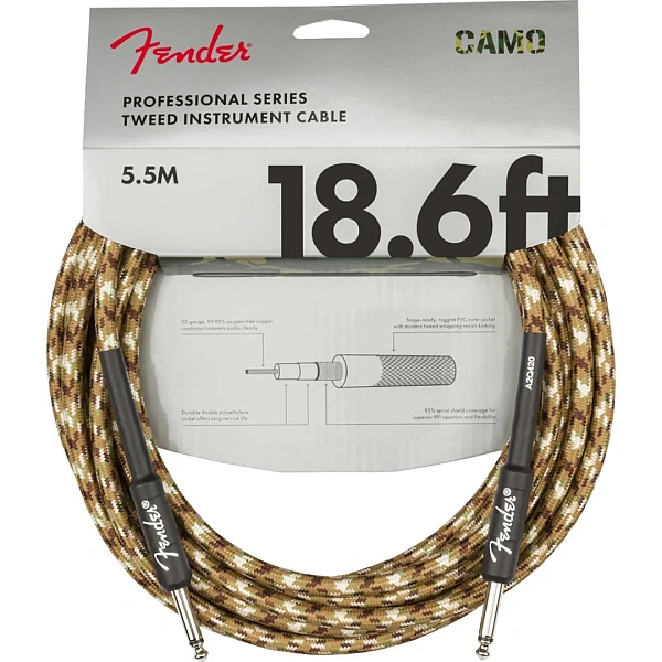Инструментальный кабель Fender Professional Series Instrument Cable Straight/Straight 18.6" Desert Camo
