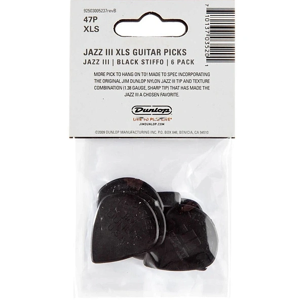 Набор медиаторов Dunlop 47PXLS Nylon Jazz III XL 1.38