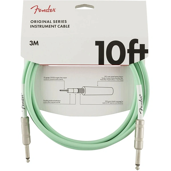 Инструментальный кабель Fender 10" Original Series Instrument Cable Surf Green