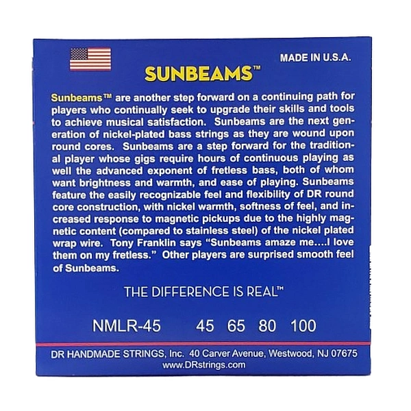 Струны для бас-гитары DR Sunbeams NMLR-45 45-100