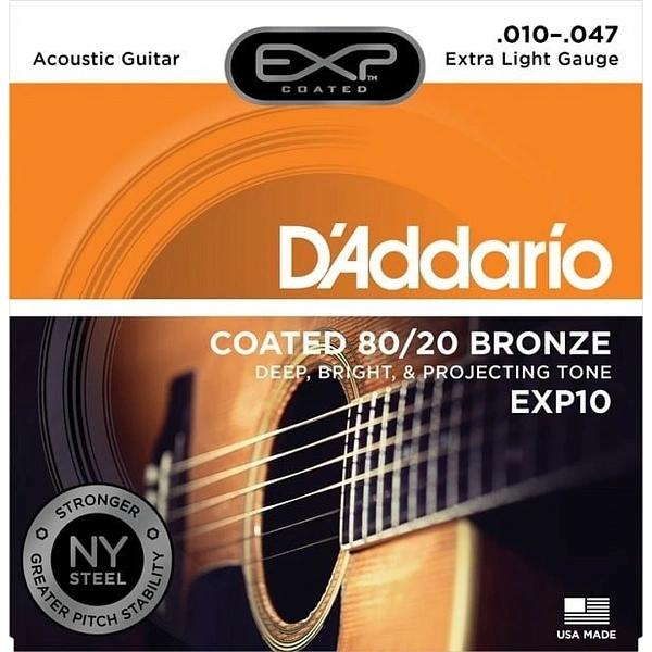 Струны для акустической гитары D'Addario EXP10 Extra Light 10-47