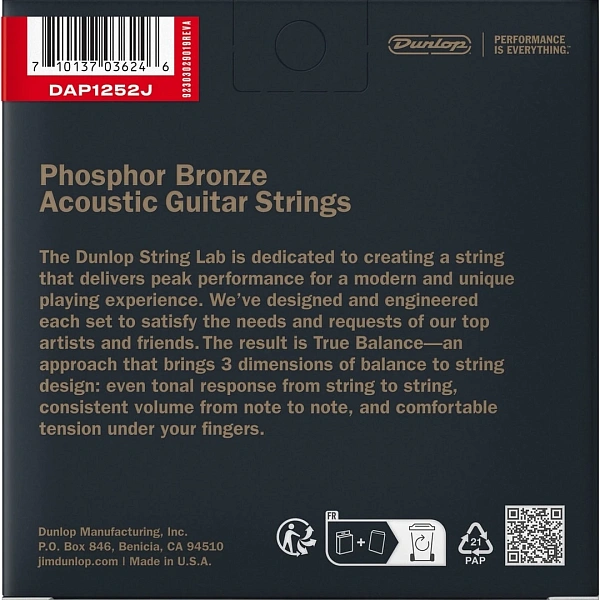 Струны для 12-ти струнной гитары Dunlop DAP1252J 12-52