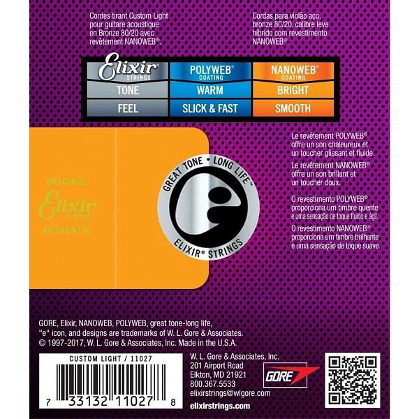 Струны для акустической гитары Elixir 11027 11-52