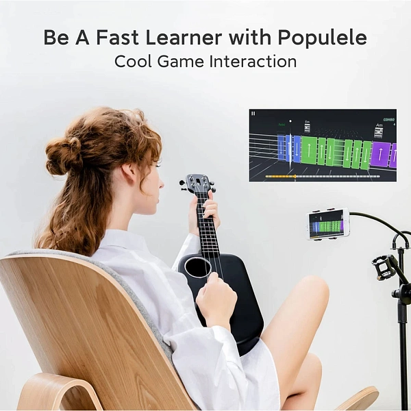 Укулеле PopuMusic Populele 2 Smart Ukulele Carbon Fiber Edition Black