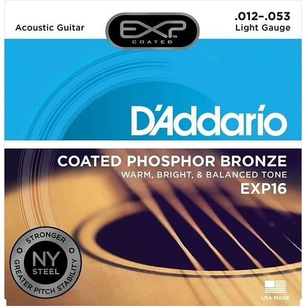 Струны для акустической гитары D'Addario EXP16 Light 12-53