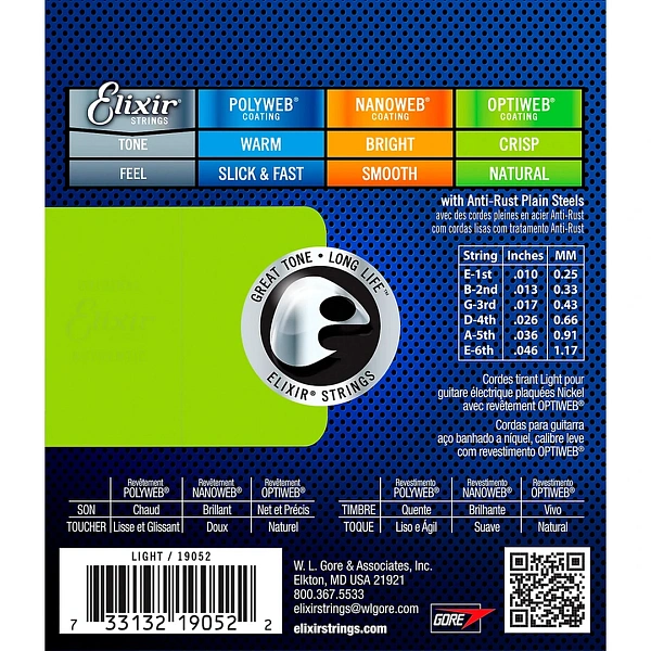 Струны для электрогитары Elixir 19052 Optiweb 10-46 Light