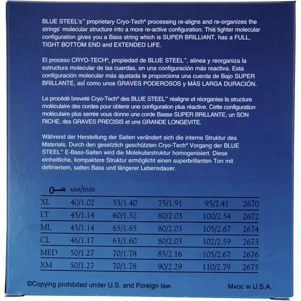 Струны для бас-гитары Dean Markley 2674 Blue Steel 45-105