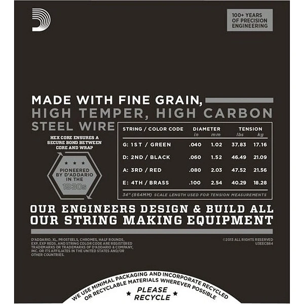 Струны для бас-гитары D’Addario ECB84 Chromes 40-100