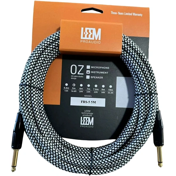 Инструментальный кабель Leem FRS-3 WH/BK