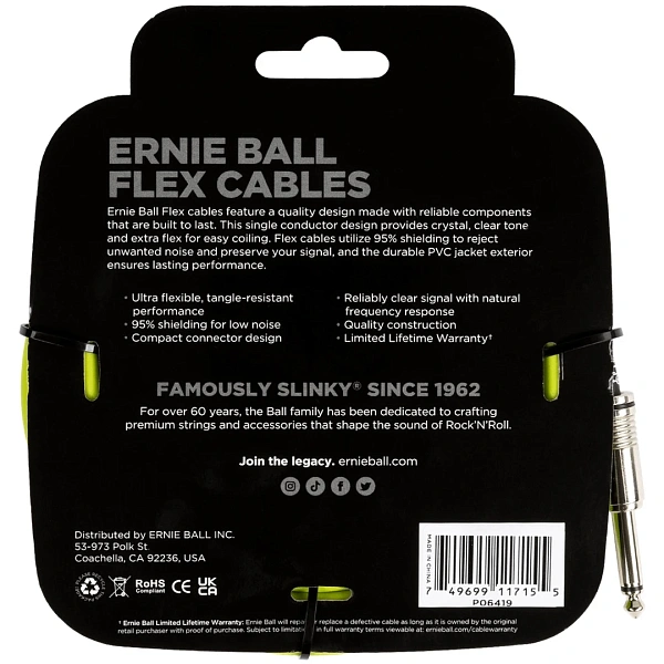 Инструментальный кабель Ernie Ball 6419