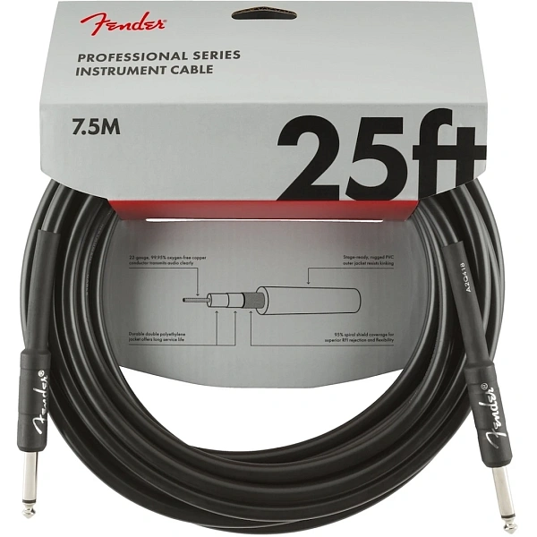 Инструментальный кабель Fender 25″ Professional Series Black
