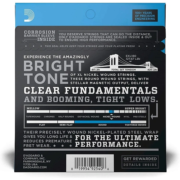 Струны для бас-гитары D’Addario EXL180 35-95