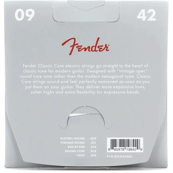 Струны для электрогитары Fender 3155L Classic Core Vintage Nickel Bullet End 9-42