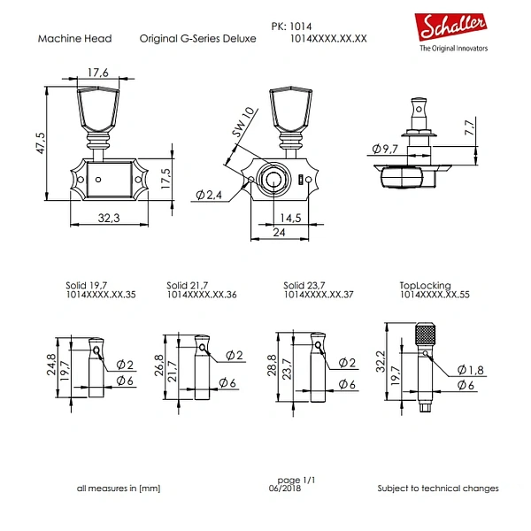 Колки Schaller G-Series Deluxe KeyStone 10140123.16.36