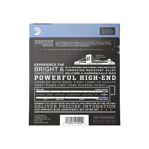 Струны для бас-гитары D'Addario EPS160-5 50-135