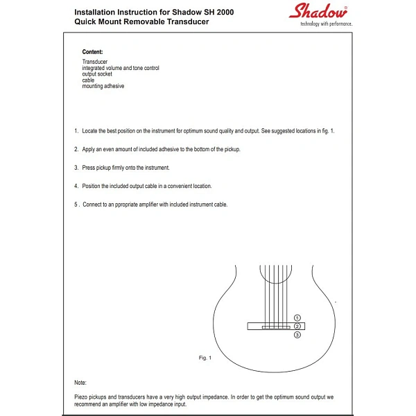 Звукосниматель Shadow SH 2000