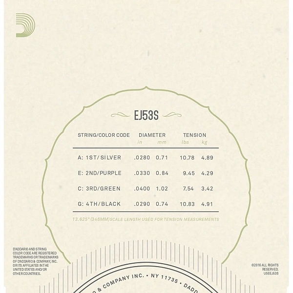 Струны для укулеле D’Addario EJ53S