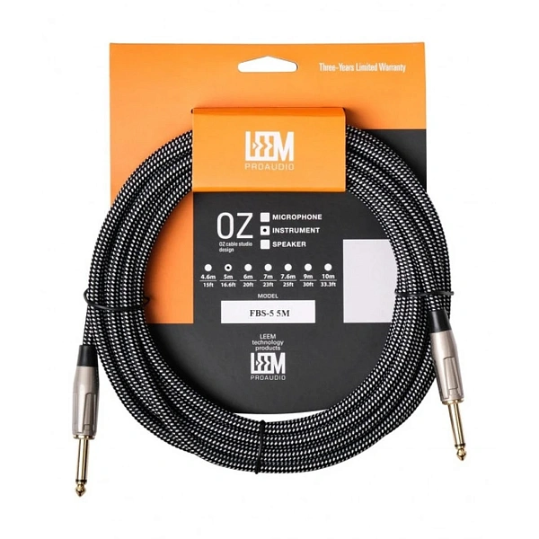 Инструментальный кабель Leem FBS-5 BK/WH