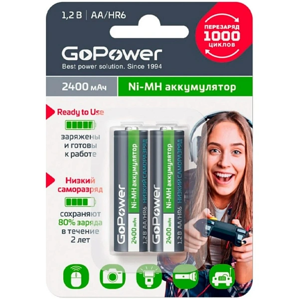 Аккумуляторы GoPower 00-00018320 AA/HR6 Ni-MH