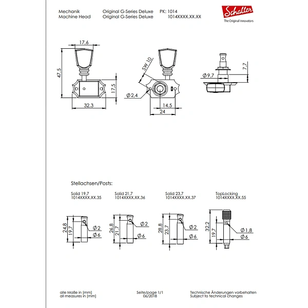 Колки Schaller G-Series Deluxe KeyStone 10140523.16.55