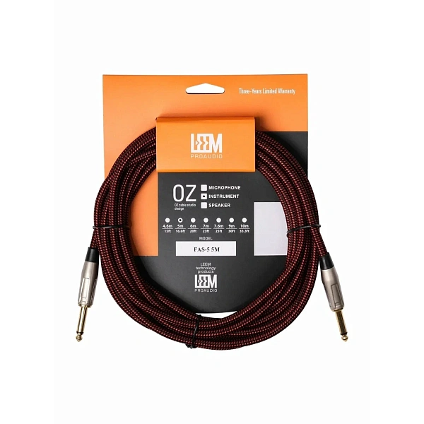 Инструментальный кабель Leem FAS-5 BK/RD