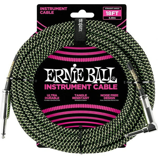 Инструментальный кабель Ernie Ball P06082 Black/Green