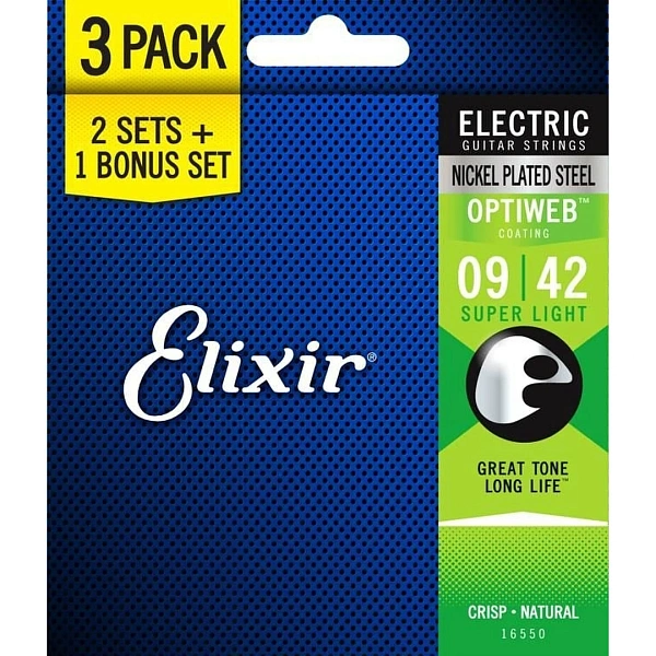 Струны для электрогитары Elixir 16550 9-42 Bonus Set