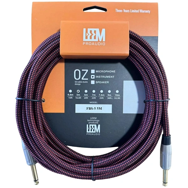 Инструментальный кабель Leem FBS-5 BK/RD