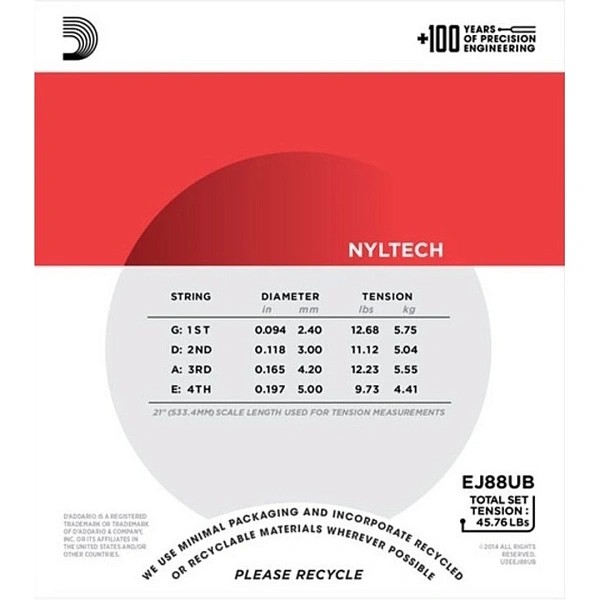 Струны для укулеле D’Addario EJ88UB