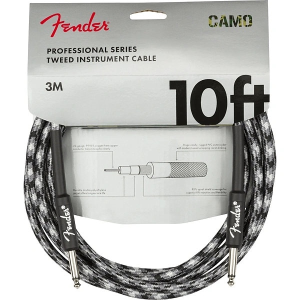Инструментальный кабель Fender Professional Series Instrument Cable Straight/Straight 10" Winter Camo