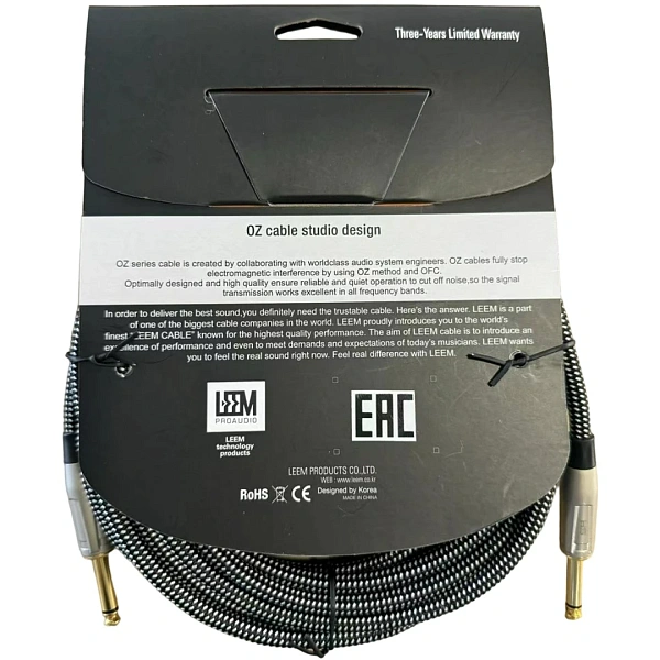 Инструментальный кабель Leem FAS-5 BK/WH